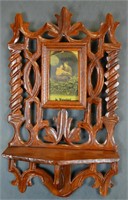 Carved Wall Shelf w/ Waterford Picture Antique