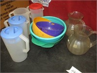 Misc. Pitchers (6), Bowls, & Strainers