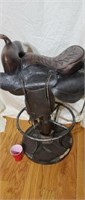 Leather saddle barstool