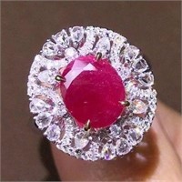 3ct Mozambique Ruby 18k Gold Diamond Ring