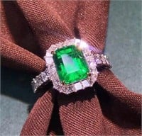 2.5ct Colombian Emerald Ring 18K Gold Diamond