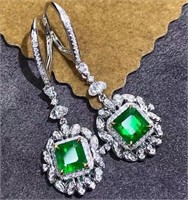 2ct natural Colombian emerald earrings