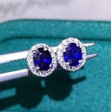 2ct natural royal blue sapphire earrings 18k