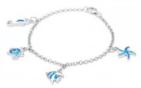 Blue Opal Sea Charms Bracelet