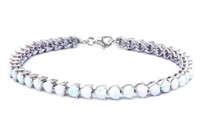 Pretty 30.00ctw White "firey" Opal Hearts Bracelet