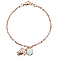 Rose Gold Turtle & Round White Opal Stone Bracelet