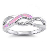 Pink Opal & Cz Infinity Style Earrings