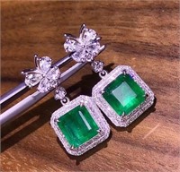 4.5ct natural Vivid green emerald earrings