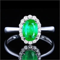 1.2 carat natural Colombian green emerald ring