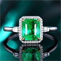 1.5 carat natural Colombian green emerald ring