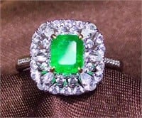 2ct natural Colombian green jade ring18K