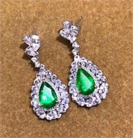 1.7ct Colombian Emerald Earrings 18K Gold