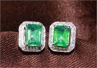 1ct Colombian Emerald Earrings 18K Gold