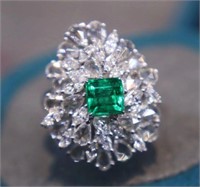 1ct natural Colombian emerald ring 18k gold