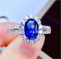 1.9ct natural royal blue sapphire ring 18k gold