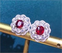 1.2ct natural pigeon blood ruby earrings 18k