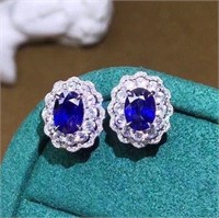 1.8ct natural royal blue sapphire earrings 18k