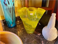 Art Glass Yellow Vase
