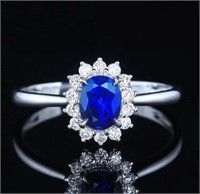 1ct natural royal blue sapphire ring 18k gold