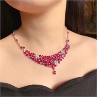 40ct natural Mozambique ruby necklace 18k gold