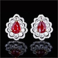 1.2ct natural pigeon blood ruby earrings 18k gold