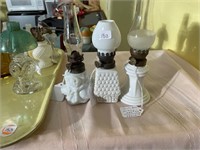 3 Antique Miniature Oil Lamps