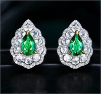 0.5ct Muzuo Green Emerald Earrings 18K Gold
