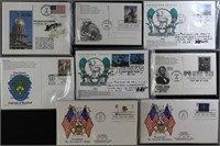 US Stamps FDCs incl Postal Card sets, multi-stamp