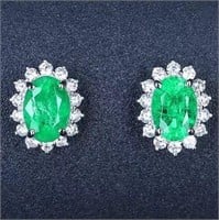 1.5ct Colombian Emerald Stud Earrings in 18k Gold