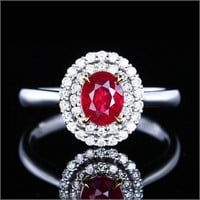 1ct natural pigeon blood red ruby ring 18k gold