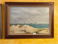 Signed G Dameron Beach Scene Painting