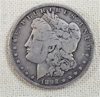 1892O Morgan silver dollar