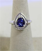 Genuine tanzanite and sterling silver ring