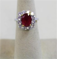 Oval cut ruby evening ring