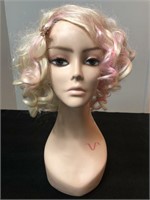 Lady Gaga Blonde/Pink Curly Wig