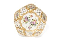 MEISSEN PORCELAIN HAND PAINTED FOOTED DISH