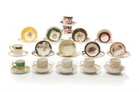 PORCELAIN TEA CUPS, COFFEE CANS AND SAUCERS
