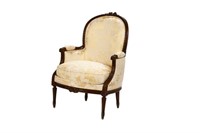 FRENCH BROCADE LOUIS XVI UPHOLSTERED ARMCHAIR
