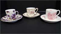 3 DEMITASSE CUPS & SAUCERS