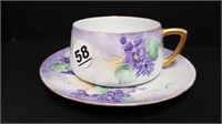 LIMOGES HAND PAINTED CUP & SAUCER