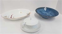 POTTERY BOWL + OVAL BOWL + CONDIMENT DISH