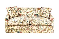 DOWN-FILLED CREWEL UPHOLSTERED SOFA