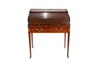 GEORGE III MAHOGANY TAMBOUR FRONT DESK