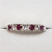 Silver Ruby CZ Ring