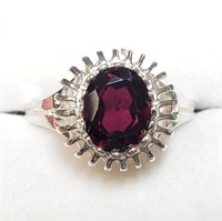 Silver Garnet Ring