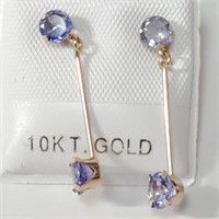 Certified 10K  4 Tanzanite(1ct) Earrings