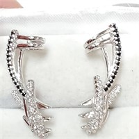 $200 Silver CZ Onyx Earrings