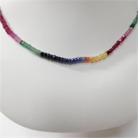 Certified 10K  Ruby,Sapphire,Emerald Necklace