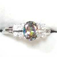 $300 Silver Rainbow Topaz Ring