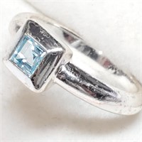 $240 Silver Blue Topaz Ring